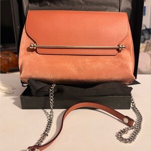 Strathberry Coral Leather and Suede Crossbody Bag
